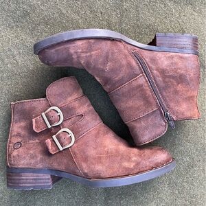 BORN Brown Leather Ankle Boots
